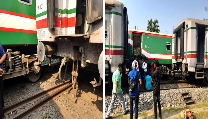 রাজশাহীতে ২ ট্রেনের সংঘর্ষে বগি লাইনচ্যুত, হতাহত নেই রাজশাহীতে ২ ট্রেনের সংঘর্ষে বগি লাইনচ্যুত, হতাহত নেই