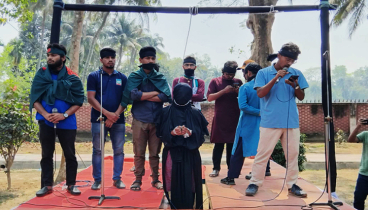 রাবিতে ধর্ষকের প্রতীকী ফাঁসি-দ্রোহের কবিতা পাঠ
